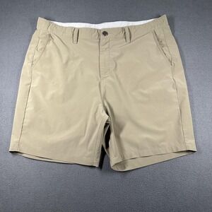 Free Fly Shorts Mens 38 Khaki Beige Chino Flat Front Stretch Casual 7 Inseam